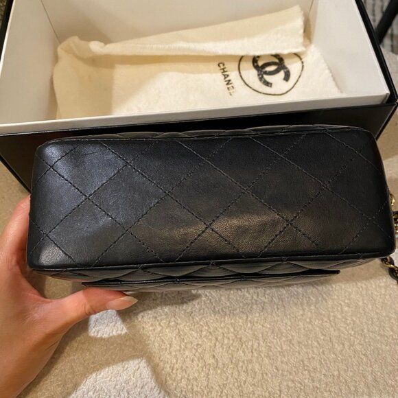 Chanel Lambskin Mini Square 24K Gold Plated Black Gold Hardware Box Dustbag - Picture 5 of 10